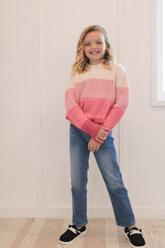 KASONDRA GIRLS OMBRE STRIPED SWEATER