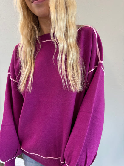 MAGGIE CONSTRAST SEAM SWEATER BY IVY & CO