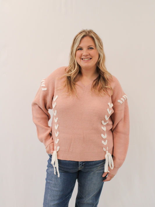 KYLA CURVY LACE UP SWEATER