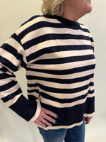 LORALIE NAVY AND CREAM STRIPED SWEATER