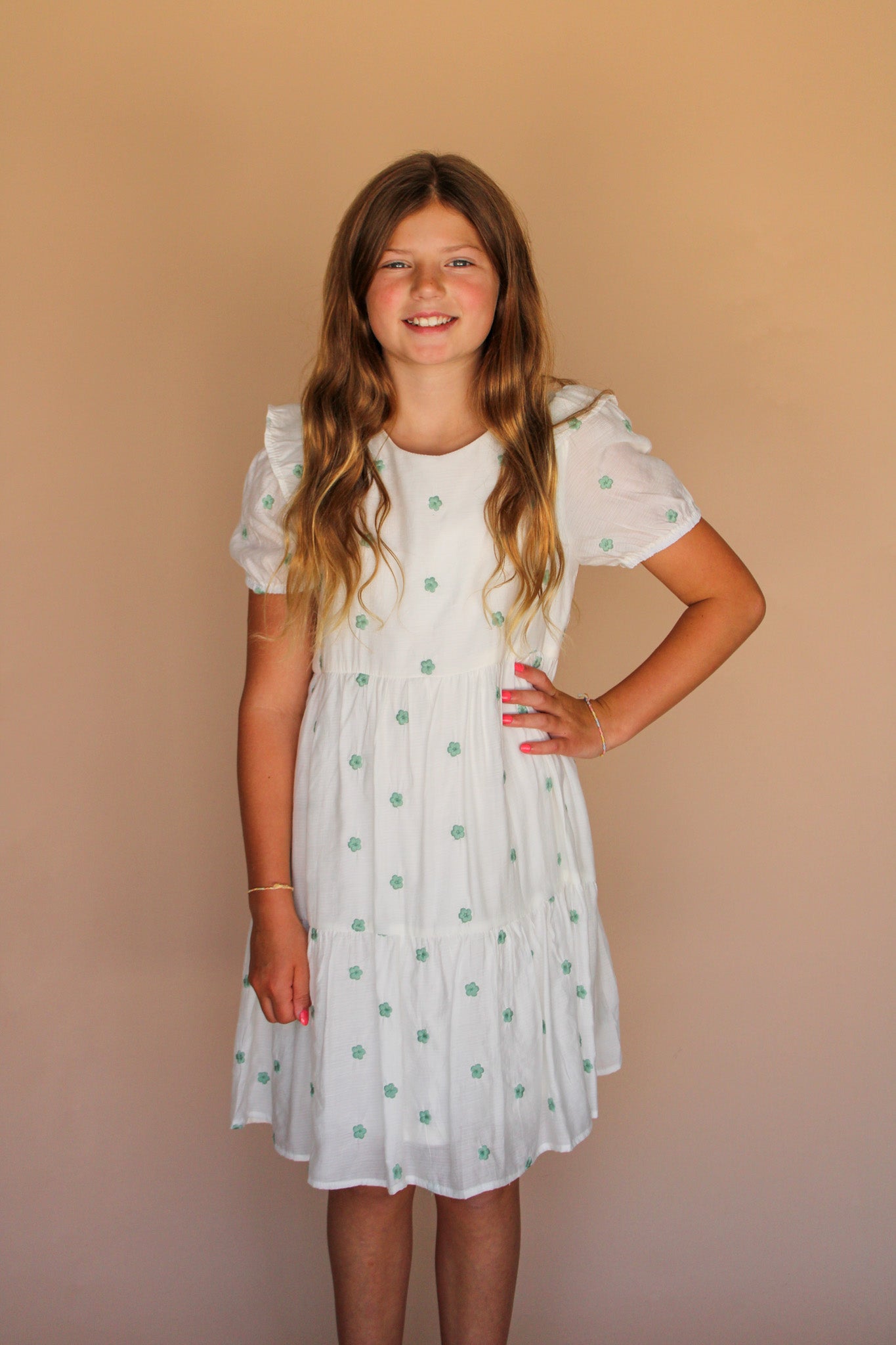MIKAYLA GIRLS CREAM DRESS WITH SAGE FLOWERS B Fierce Boutique, Inc. MIKAYLA GIRLS CREAM DRESS WITH SAGE FLOWERS B Fierce Boutique, Inc.