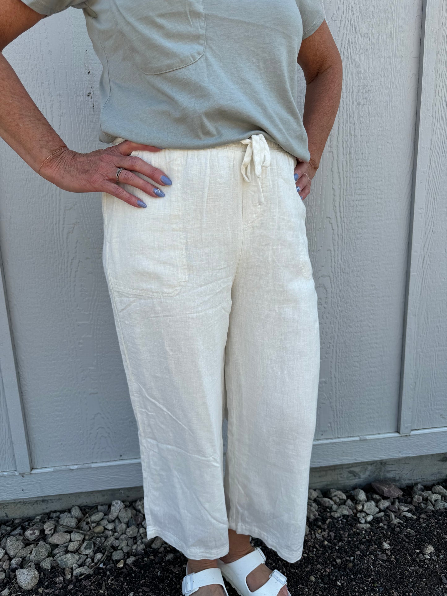 LIZZY WHITE LINEN PANTS