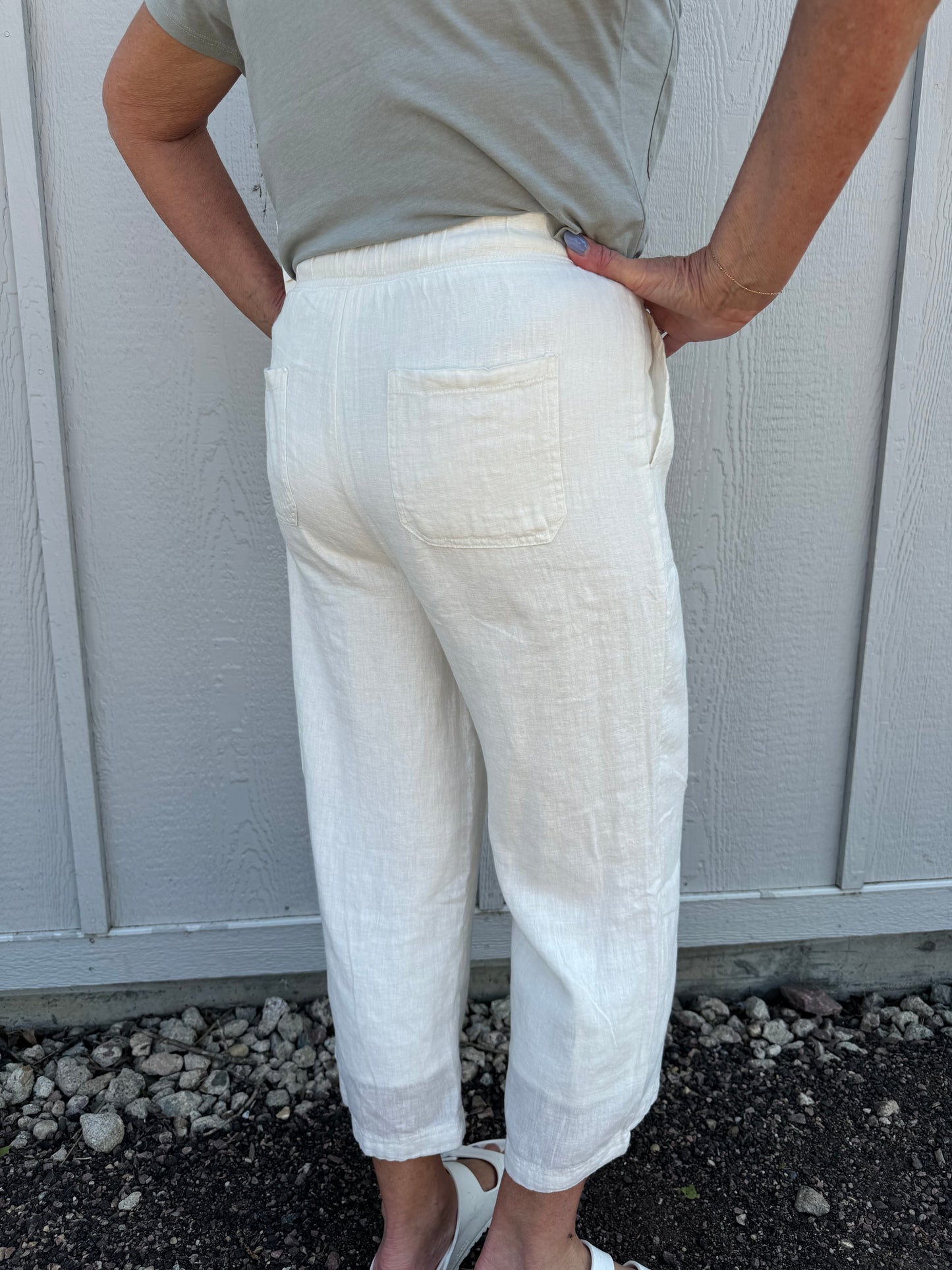 LIZZY WHITE LINEN PANTS