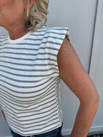 OAKLYN STRIPED SLEEVELESS TOP