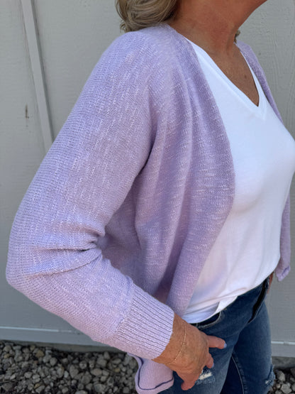 JUSTINE LAVENDER KNITTED TEXTURED CARDIGAN