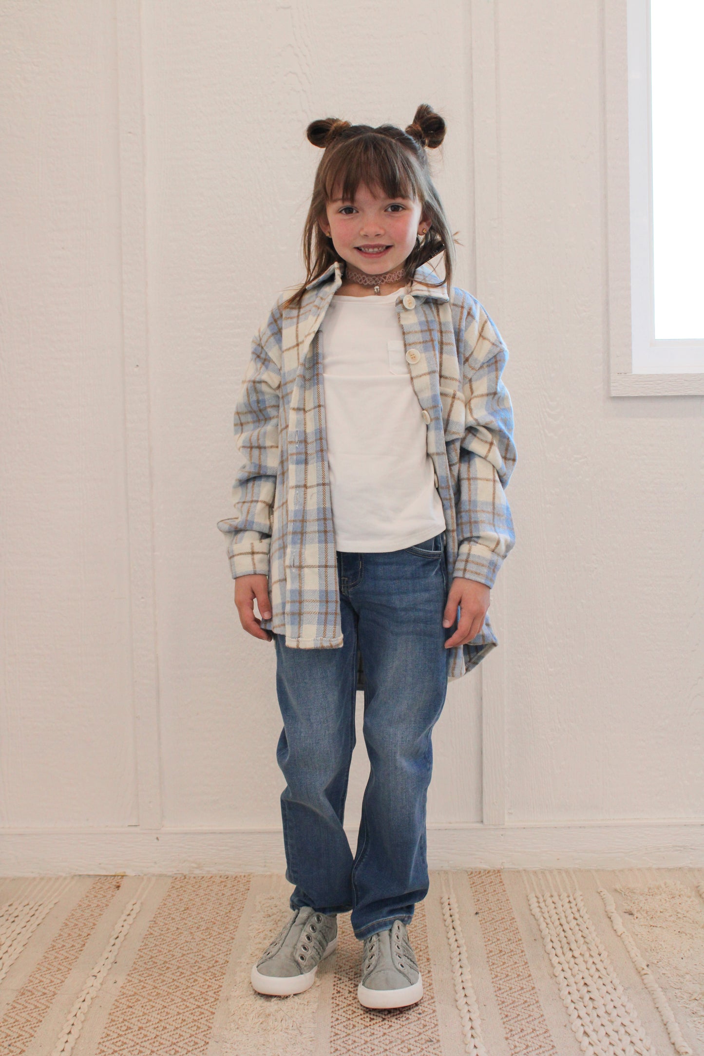 KAIDEN GIRLS PLAID SHACKET