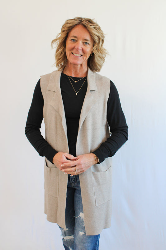 MORGAN LONG SLEEVELESS CARDIGAN