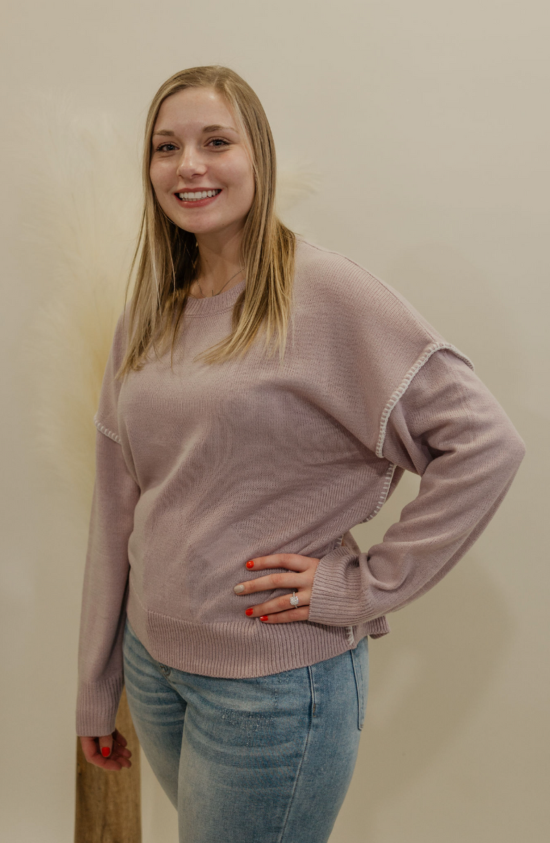 ABBY LAVENDER ROUND NECK SWEATER BY IVY & CO