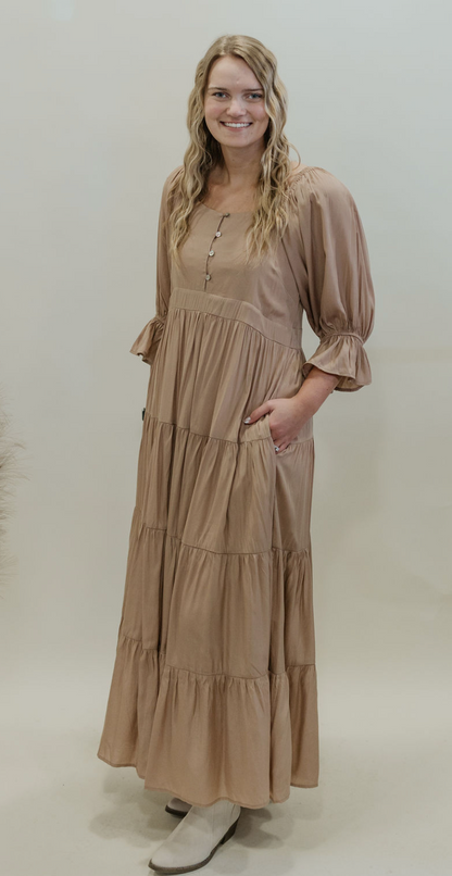 KAILEY TAUPE LONG MAXI DRESS