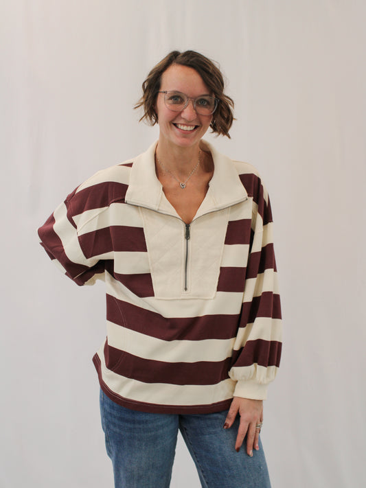 ARIETTA COLLARED HALF ZIP PULLOVER