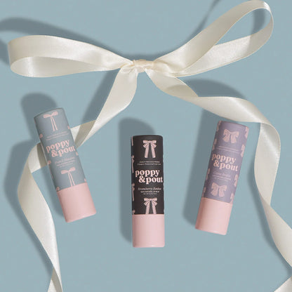 COQUETTE LIP BALM TRIO + BOW BY POPPY & POUT