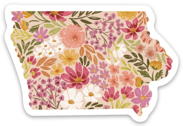 IOWA STATE FLORAL STICKER (3x2in)