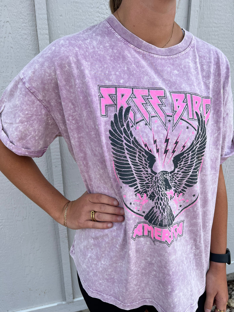 FREE BIRD OVERSIZED GRAPHIC TEE 2 COLOR OPTIONS