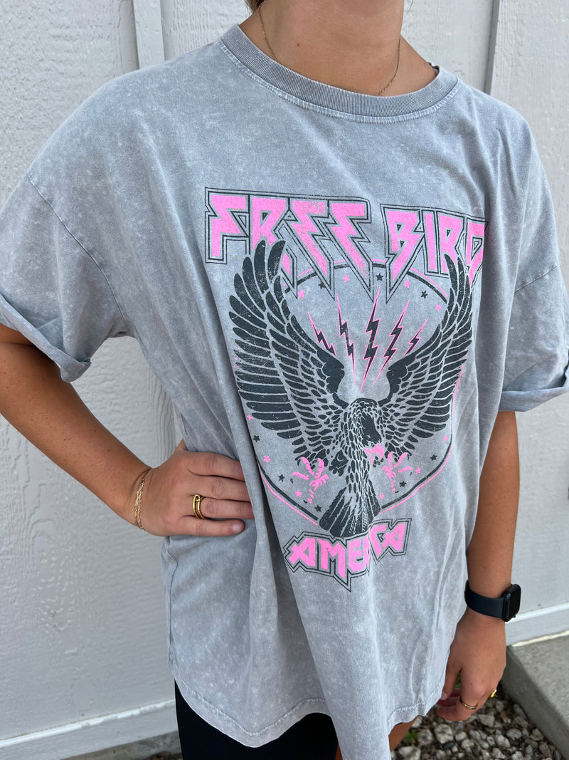 FREE BIRD OVERSIZED GRAPHIC TEE 2 COLOR OPTIONS