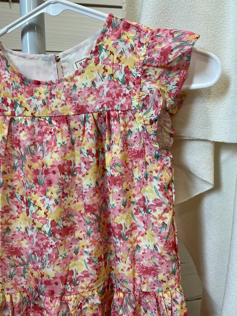MILLIE GIRLS FLORAL PINK AND YELLOW DRESS