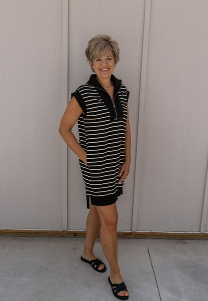 KIRBY STRIPED COLLARED SHORT DRESS