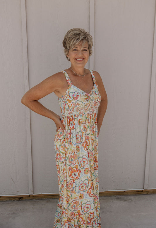 SHIRLEY FLORAL COLORFUL MAXI DRESS