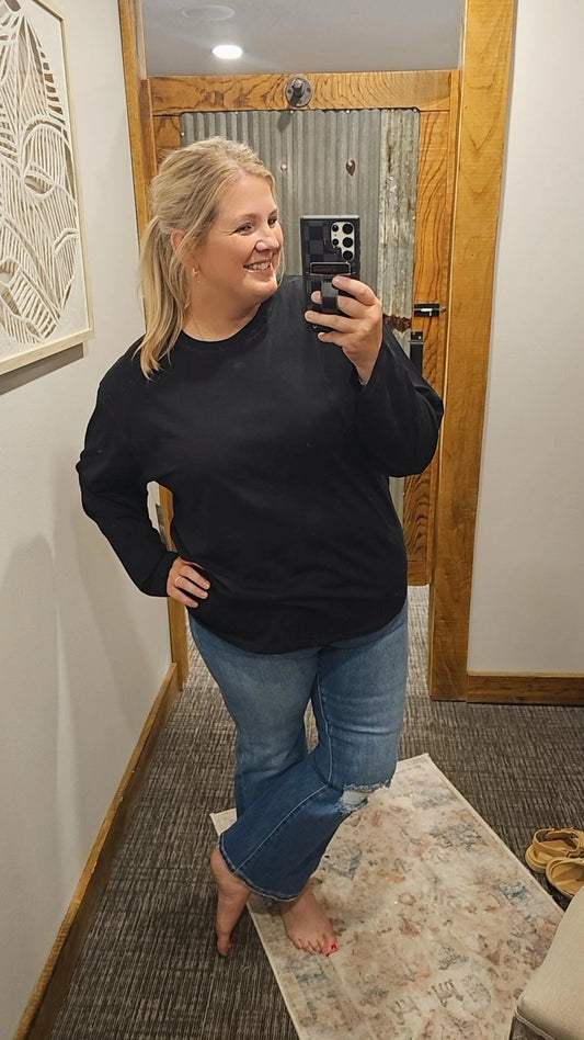 FELICIA CURVY LONG SLEEVE BOYFRIEND TEE