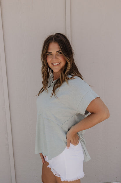 PRESLEY WASHED COTTON SLUB CASUAL TOP 2 COLOR OPTIONS