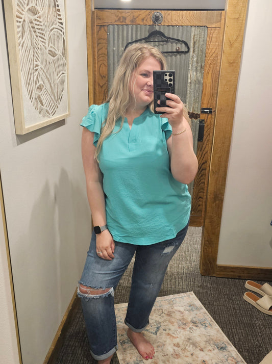 GLORIA CURVY EMERALD GREEN BLOUSE TANK TOP