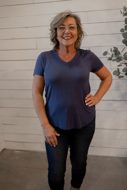 LANELLE BASIC V-NECK TSHIRT THREAD & SUPPLY multiple color options