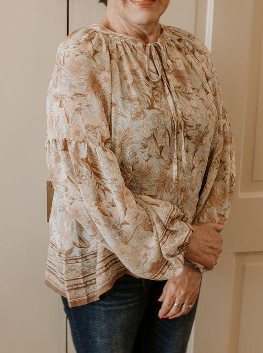 LEAH SAGE FLORAL LONG SLEEVE BLOUSE