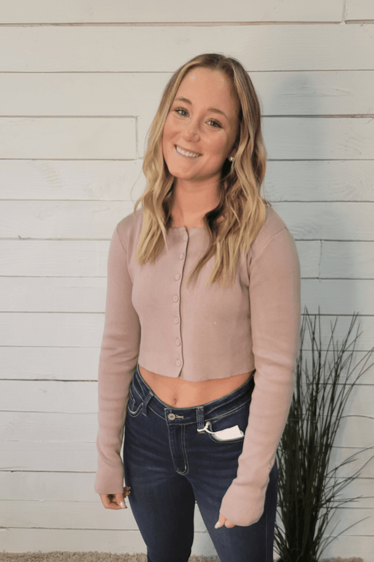 LONG SLEEVE CROPPED SWEATER CARDIGAN BY IVY & CO