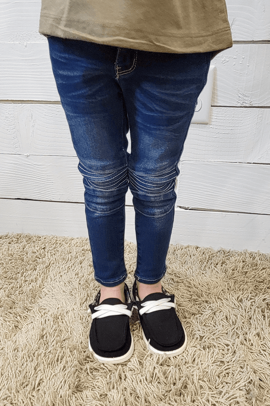 Toddler and girls moto dark denim