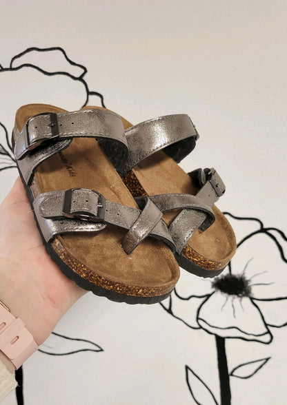 Girls pewter birk type sandal