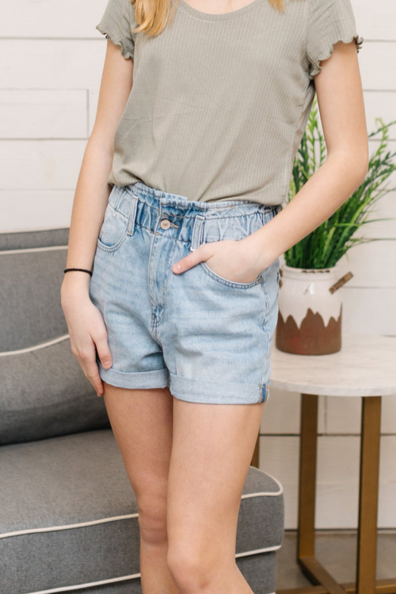 HIGH RISE PAPER BAG LIGHT SHORTS KANCAN BY IVY & CO