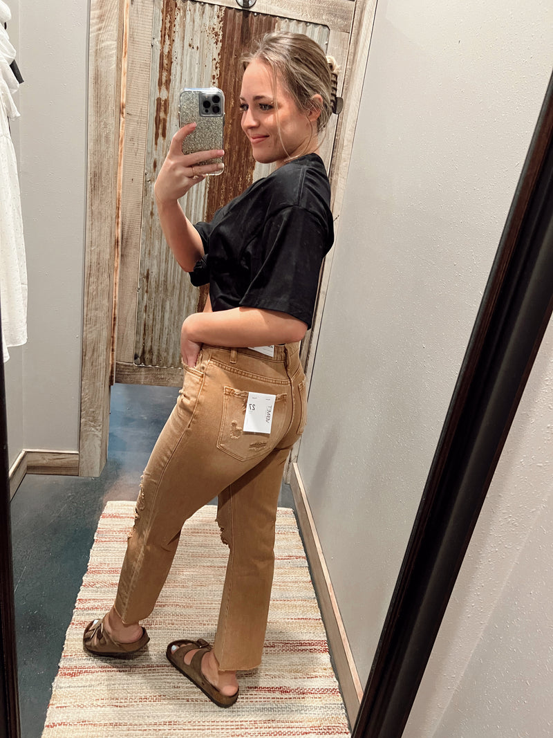NORAH VERVET AUTUMN HIGH RISE STRAIGHT CROP