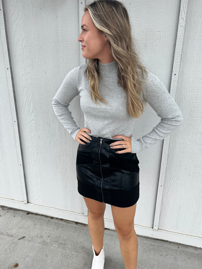 White suede leather skirt best sale