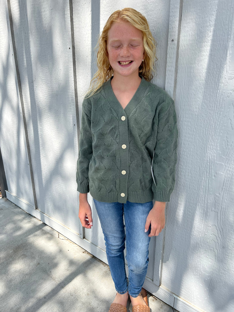 Girls cable knit sales cardigan