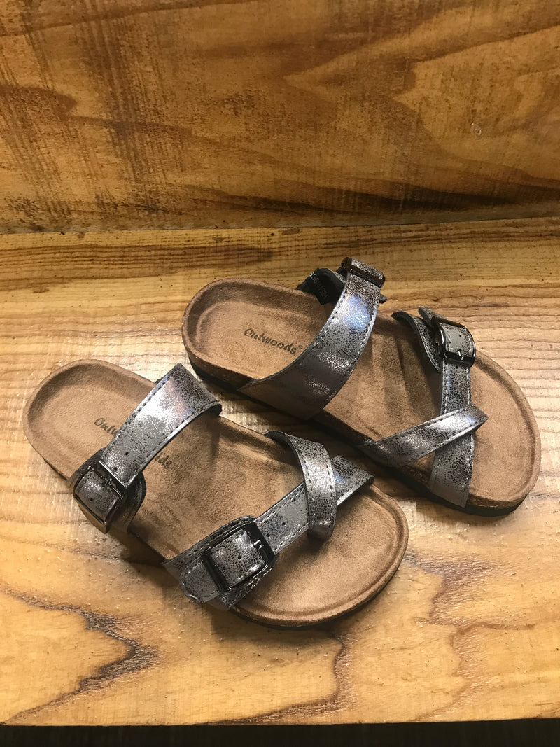 Girls pewter birk type sandal