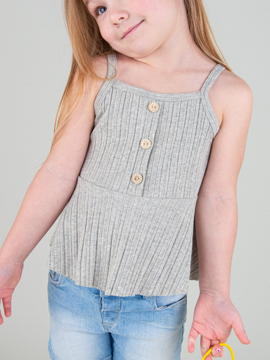 GIRLS RIBBED PEPLUM TANK TOP