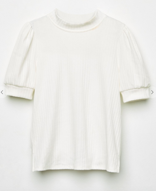 Girls Textured Puff Sleeve Top