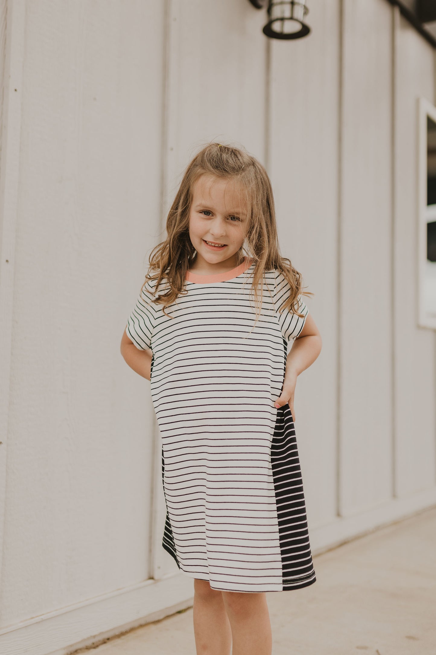 GIRLS SHORT SLEEVE STRIPED DRESS