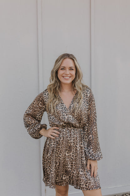 CHIFFON LEOPARD PRINT DRESS