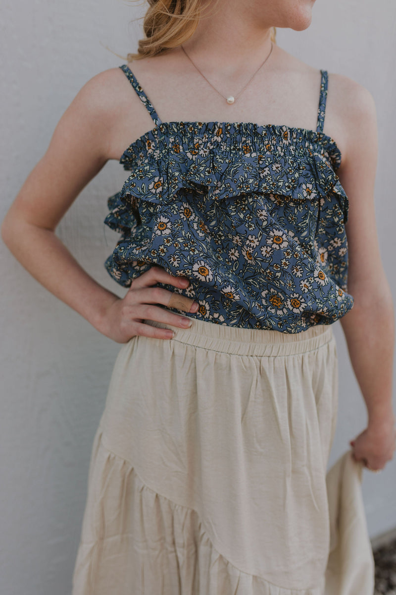 Girls Asymmetrical Panel Knit Skirt