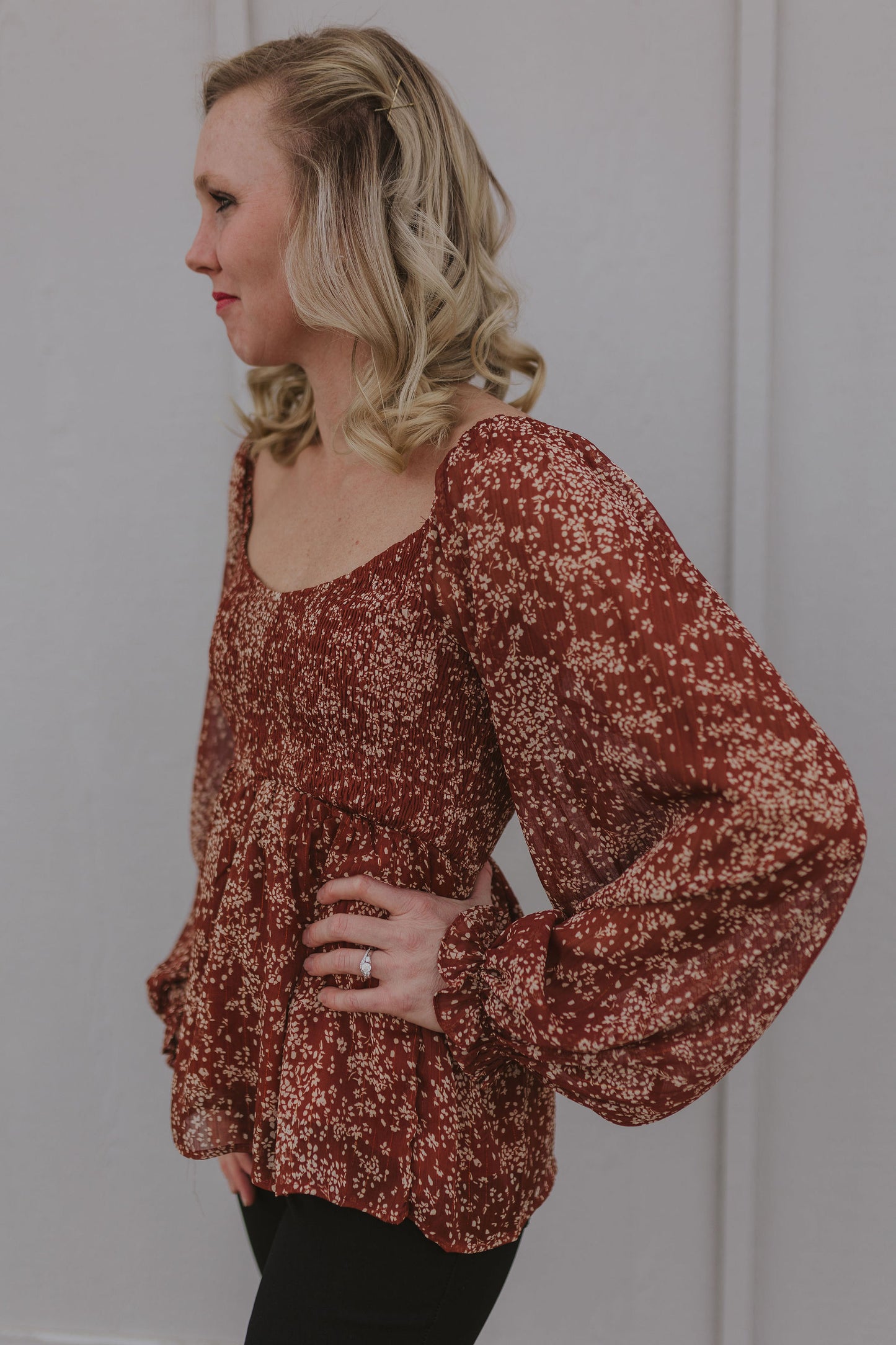 SHELLEY LONG SLEEVE FLORAL BLOUSE