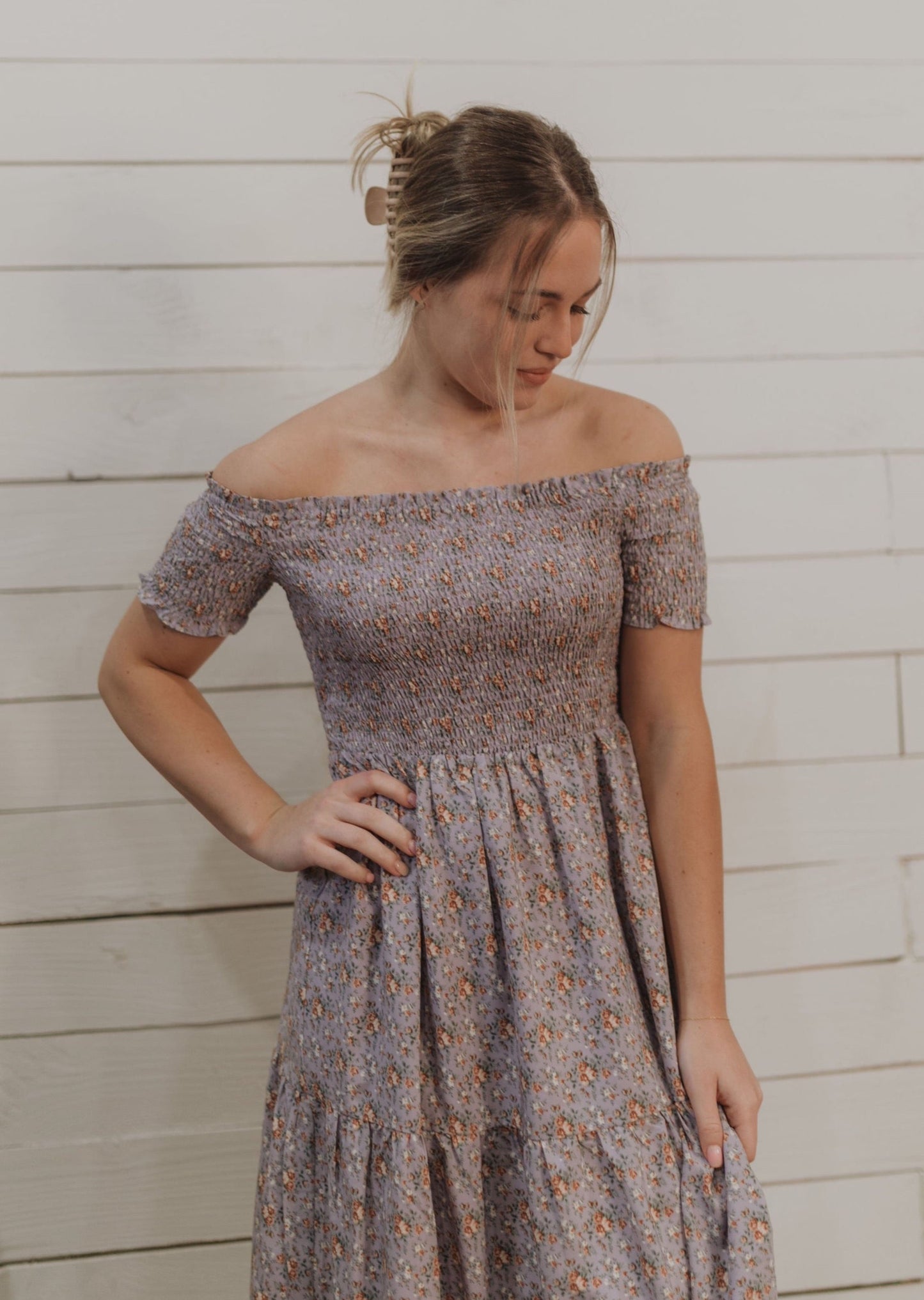 ELLA FLORAL LAVENDER DRESS  BY IVY & CO