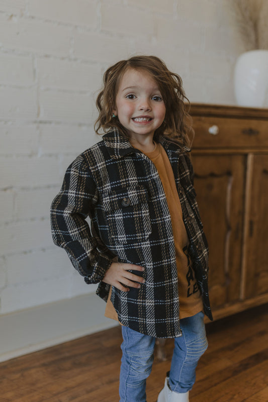 MILLIE GIRLS BLACK AND CREAM PLAID