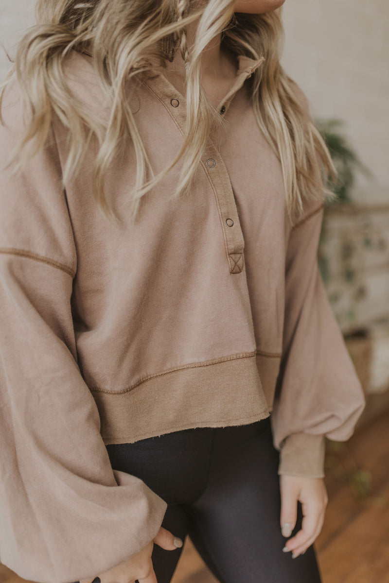 MARLOW 3/4 BUTTON LONG SLEEVE TOP