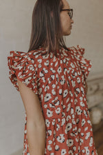 NATOSHA LEOPARD PRINT RUFFLE SLEEVE TANK DRESS