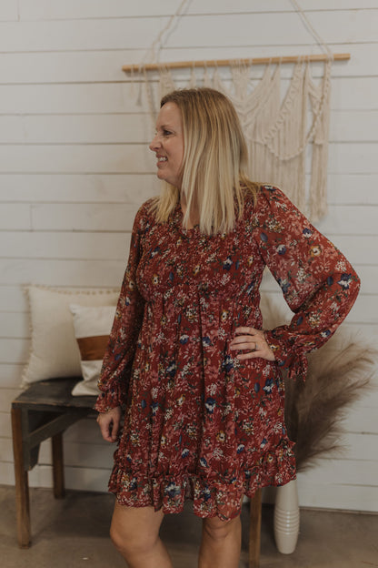 CAMBREY FLORAL LONG SLEEVE DRESS