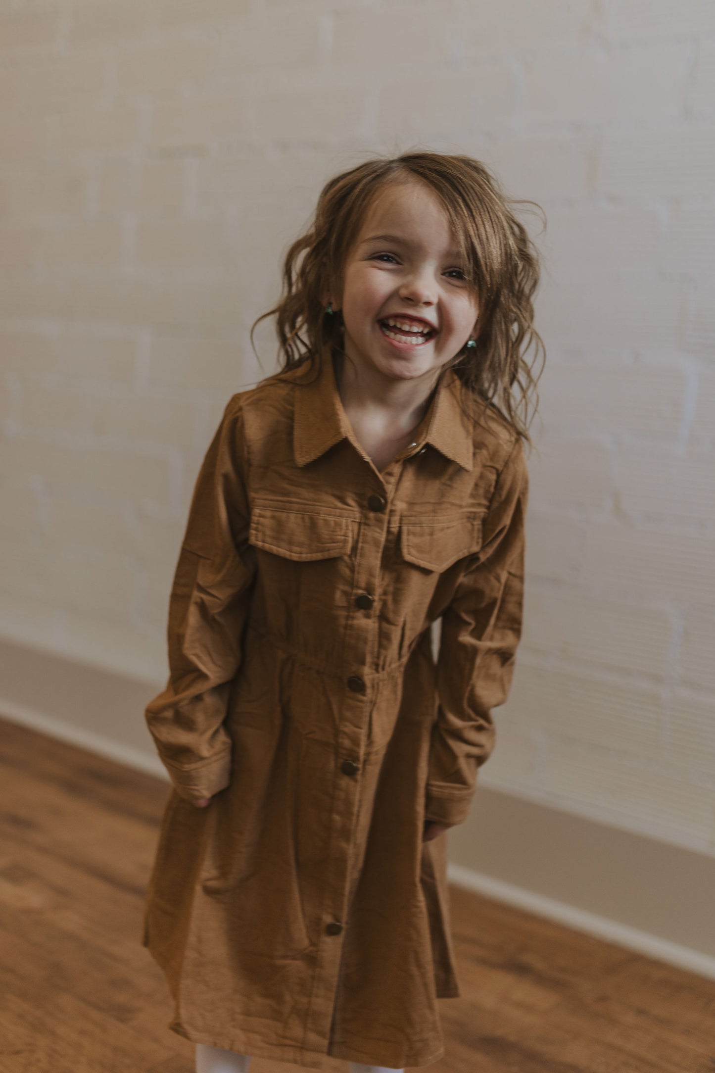 WREN GIRLS CORDUROY BUTTON DOWN DRESS