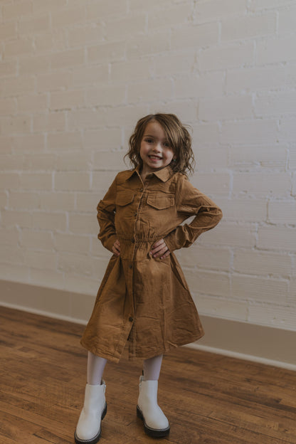 WREN GIRLS CORDUROY BUTTON DOWN DRESS