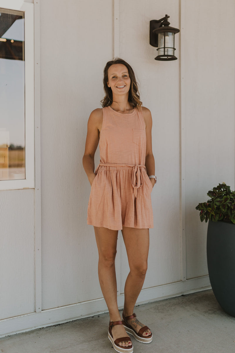 Knotted back flare shorts cotton romper 3 COLOR OPTIONS