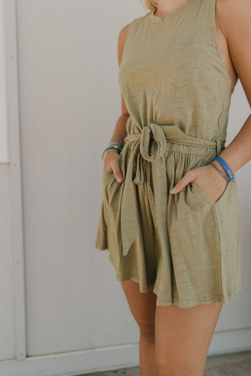 Knotted back flare shorts cotton romper 3 COLOR OPTIONS