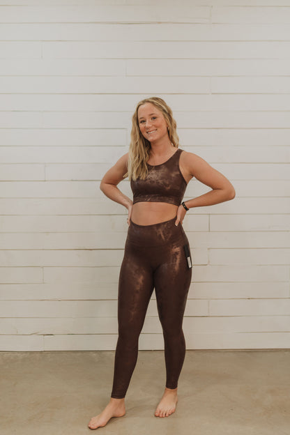 Overlay Metallic Foil Print Highwaist Leggings